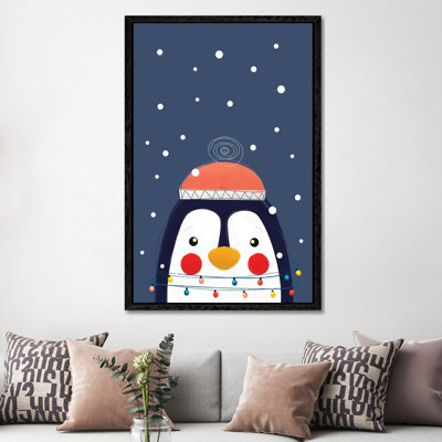 Christmas Penguin 1 Piece Wall Art on Canvas