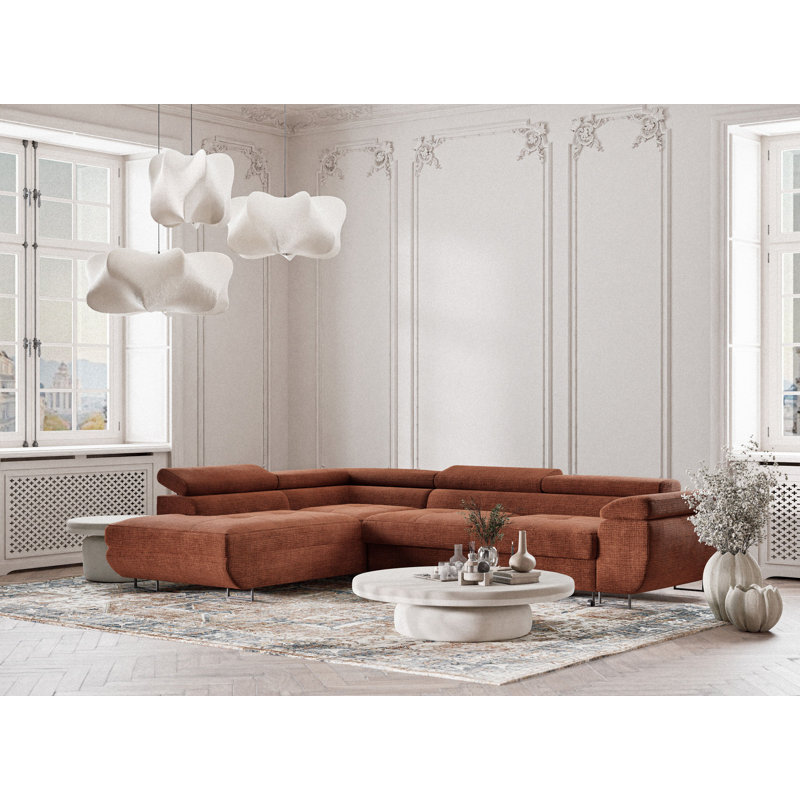 4 Seater Reclining Corner Sofa , Left Hand Facing, Copper Polyester/Chenille