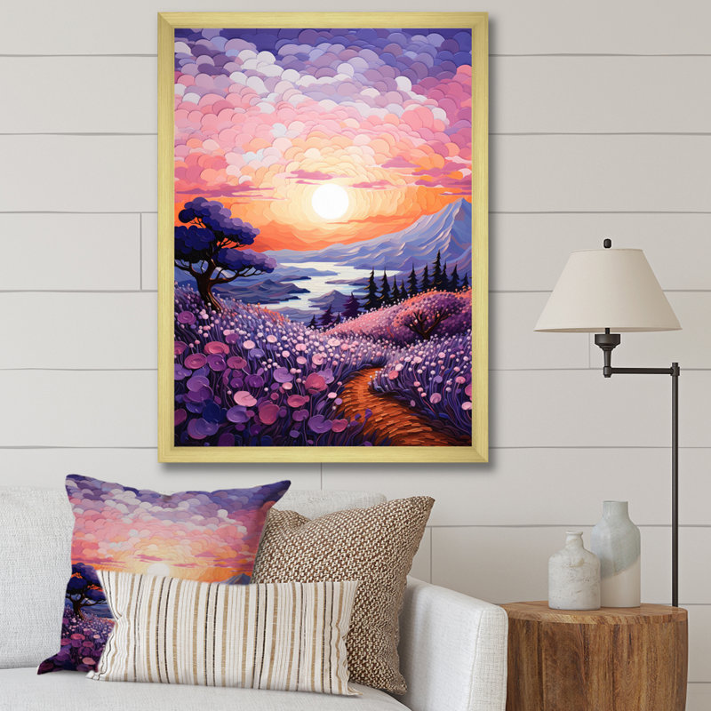 «Vangogh Lavender Fields Pointillism II», encadré sur toile par Vincent Van Gogh, peinture, H 32 po x l 24 po x P 1 po