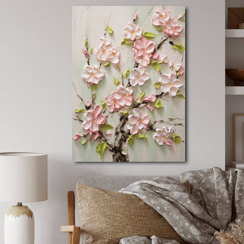 Chrysofo fleur de pommier Impasto I, H 40 po x l 30 po x P 1,5 po, Toile tendue