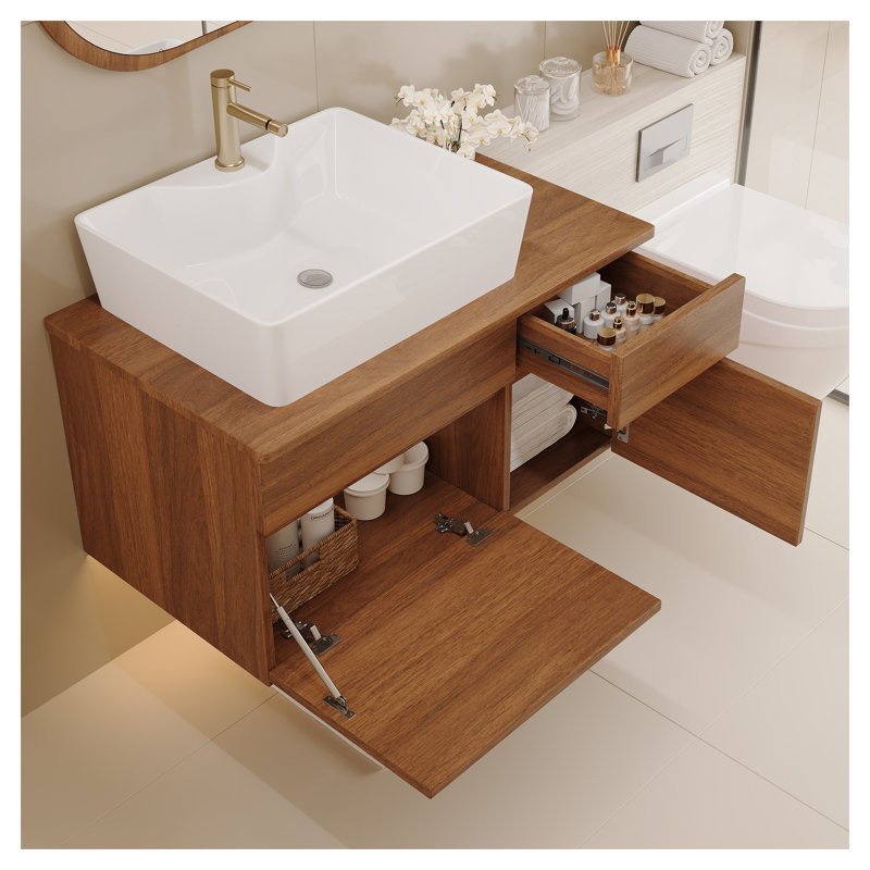 Meuble-lavabo flottant 31,5 po Mid-Century