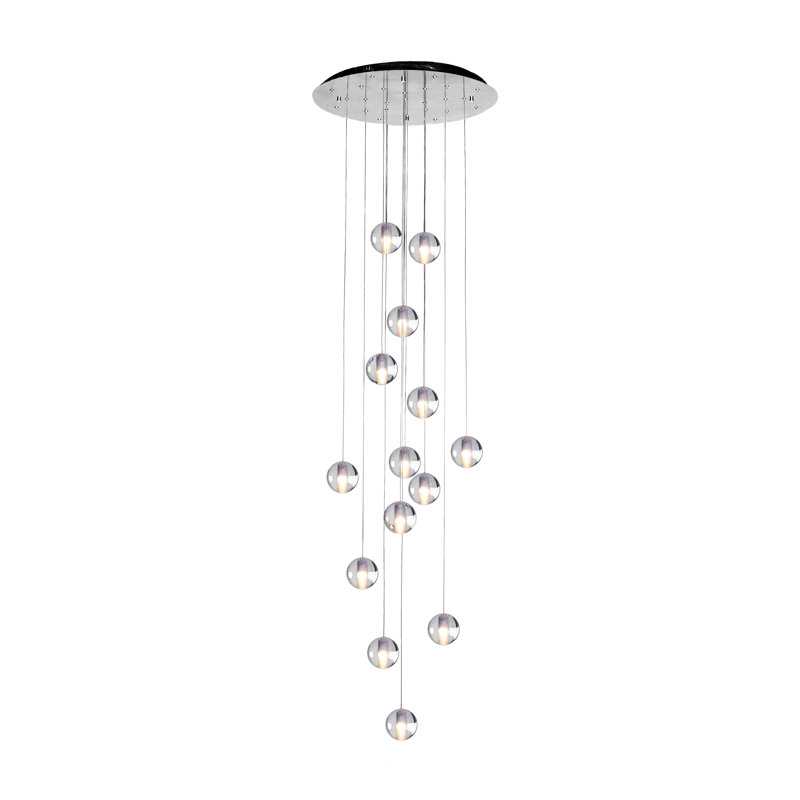 Luminaire suspendu en forme de globe à 14 lumières Sibeudu, Nickel