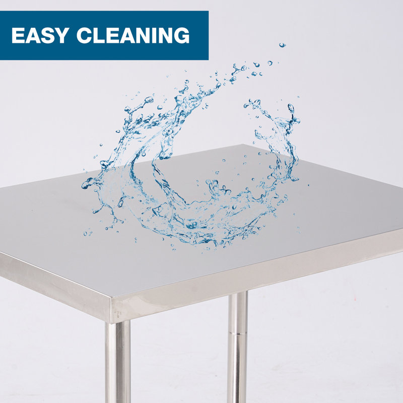 Table de travail de 48 po * 24 po en acier inoxydable avec dessous de tablette et roulettes, d'une hauteur de 35,5 po, fabriquée à la main pour les besoins de performance commerciale à domicile