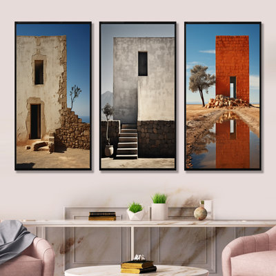 Monuments, imitation de paysages, ensemble de 3 reproductions d'art sur toile