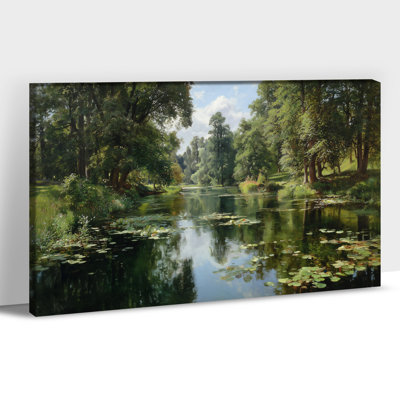 Paysage, art mural sur toile - photos de nature pittoresque pour la décoration murale, forêt, décoration de maison, grande rivière, art naturel avec cadre en pin, 12 po x 16 po