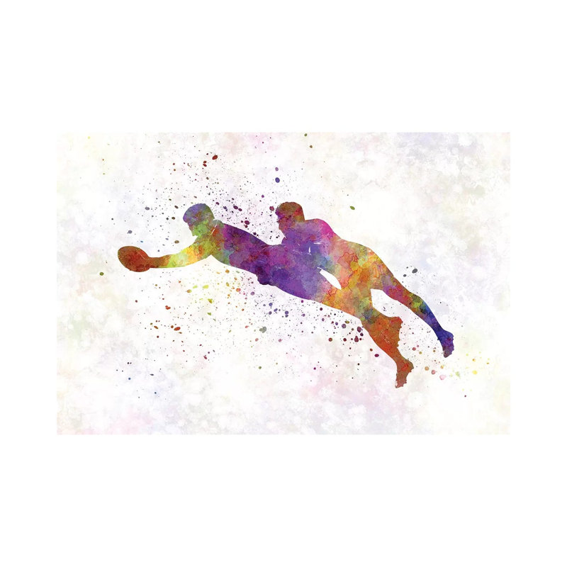 Rugby Men Players In Watercolour III by Paul Rommer - Wrapped Canvas Painting, 20.32cm H x 30.48cm W x 1.91cm D