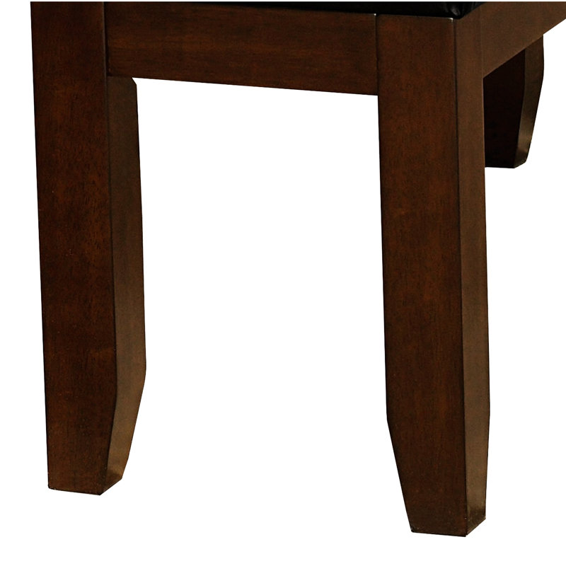 20.21 In. Height Dark Oak Finish Wooden Bench With Faux Leather Seat For Dining 34.5 Lb Package Weight