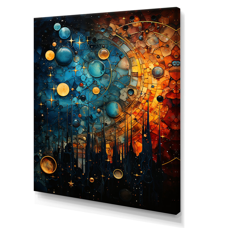 Astral Kaleidoscope Collage I - Abstract, reproduction d'art mural_106451, H 20 po x l 12 po x P 1 po, Toile tendue