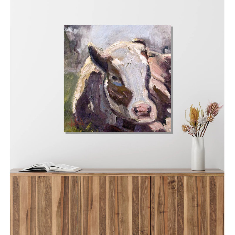 Moo Moo III - Reproduction d'artiste sur toile, Cadre flottant noir