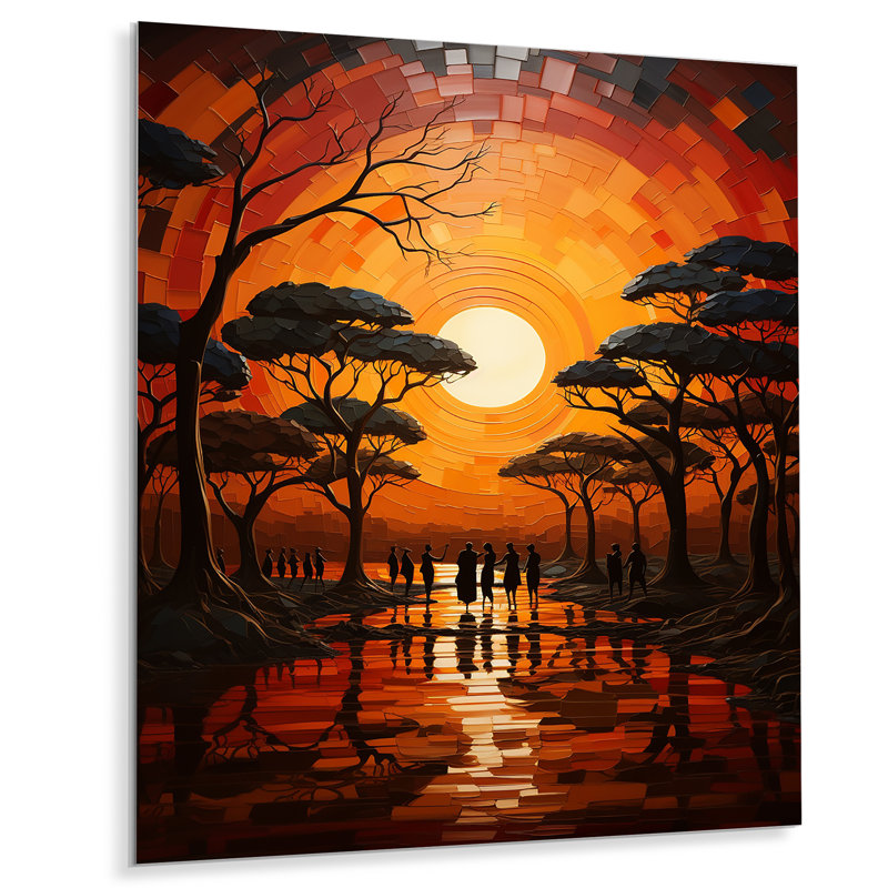 African Savannah Melody I - Art mural africain en métal, salon, H 32 po x l 24 po x P 1 po