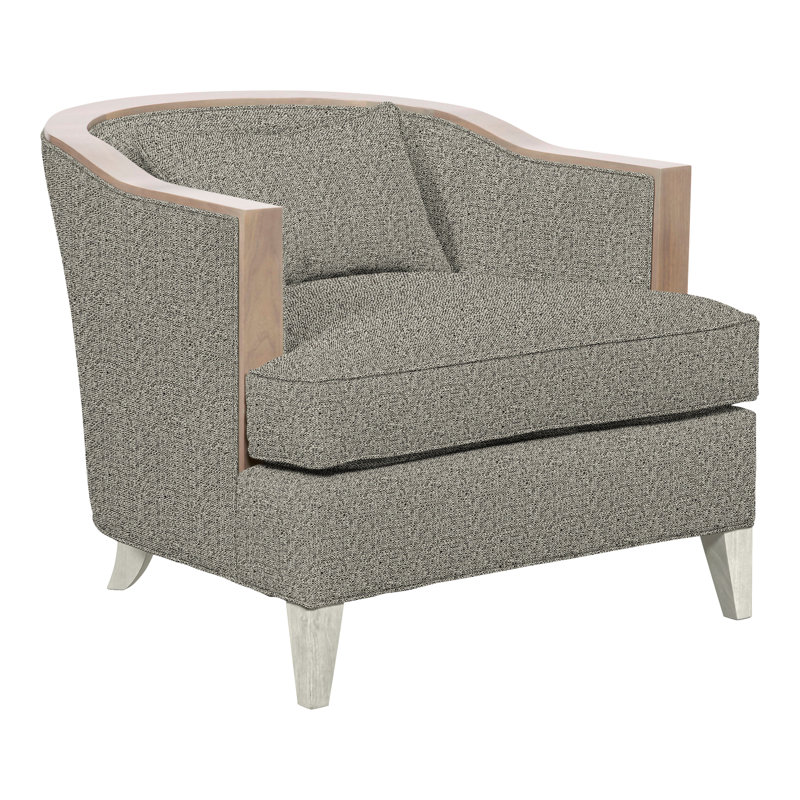 Thom Filicia Home 32.5" Wide Barrel Chair, Wrenn, Tuck Graphite Crypton® Performance Fabric