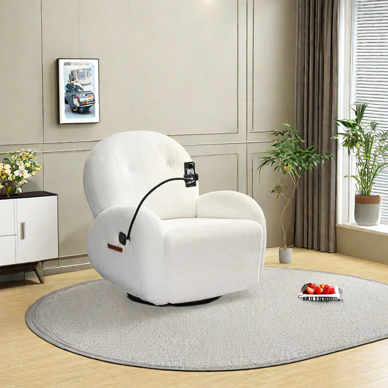 Fauteuil inclinable Timeca, Mélange de polyester beige