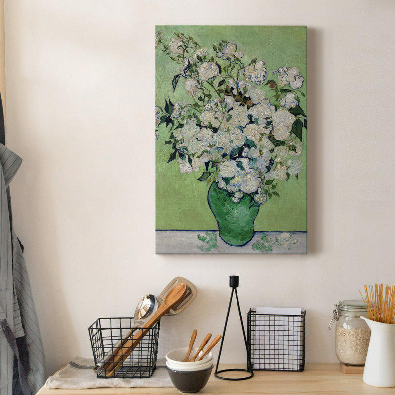 Roses - peinture sur toile tendue, H 18 po x l 12 po x P 1 po