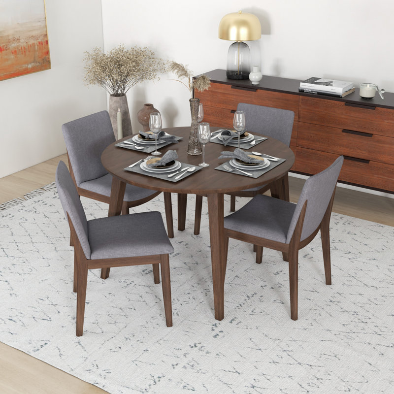 4 - Person Solid Wood Top Four Leg Dining Set, Light Gray