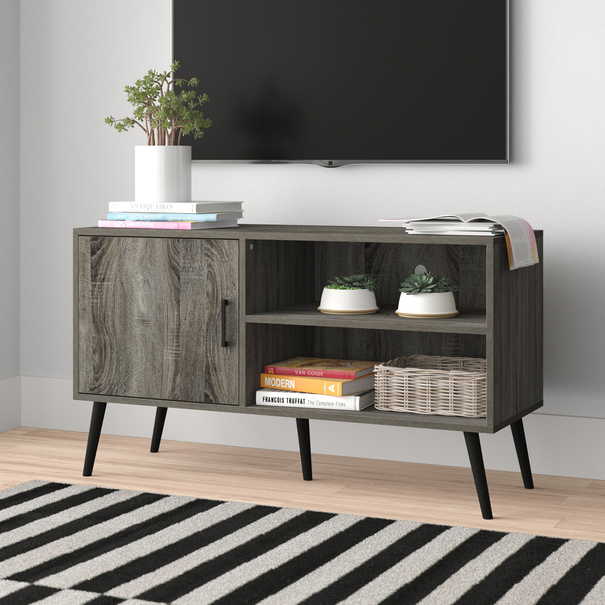 Bertta Unfinished TV Stand for TVs up to 42" - French Oak Gray