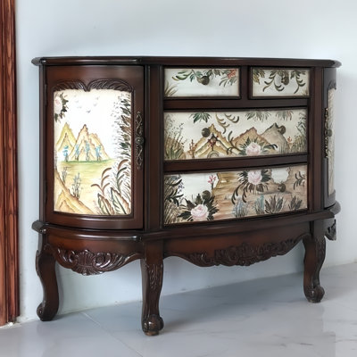 Hand-Painted 4-Drawer 2-Door Accent Cabinet