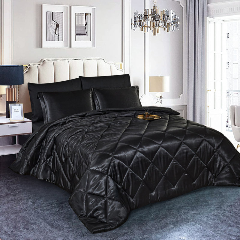 Channel Comforter, California King Comforter + 8 Additional Pieces, Black