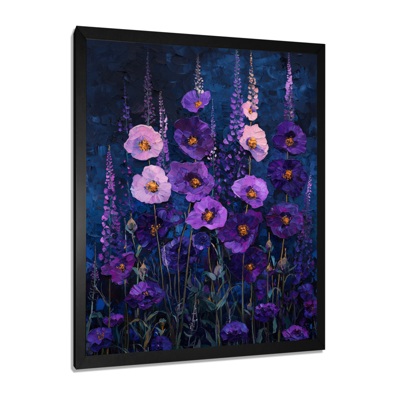 Barrington - Art mural sur toile à motif floral, Noir, H 20 po x l 12 po, Reproduction encadrée d'une seule photo
