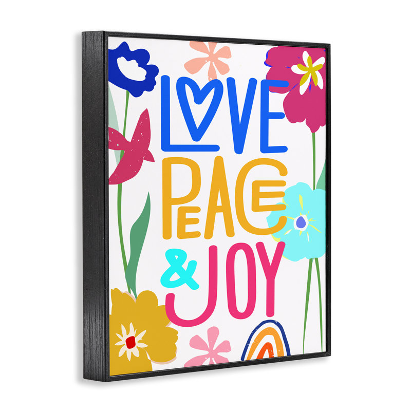 Art audacieux encadré noir "Bold Love Peace Joy" par CAD Designs, Giclée encadrée noir minuit, H 14 po x l 11 po