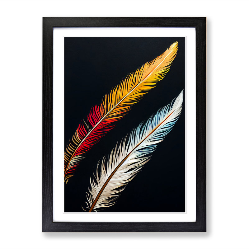 XV1022-3394X Pair Of Feathers - Print, Black Framed, 36cm H x 27cm W