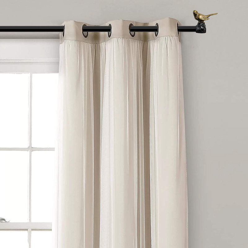 Renaissance Gold Bird Finial Adjustable Curtain Rod, 84"-120"