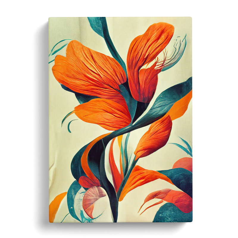Colourful Abstract Floral No.2 - Wrapped Canvas Print, 50cm H x 35cm W x 3cm D