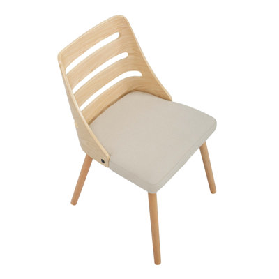 Dining/Accent Chair In Natural Wood With Cream Fabric