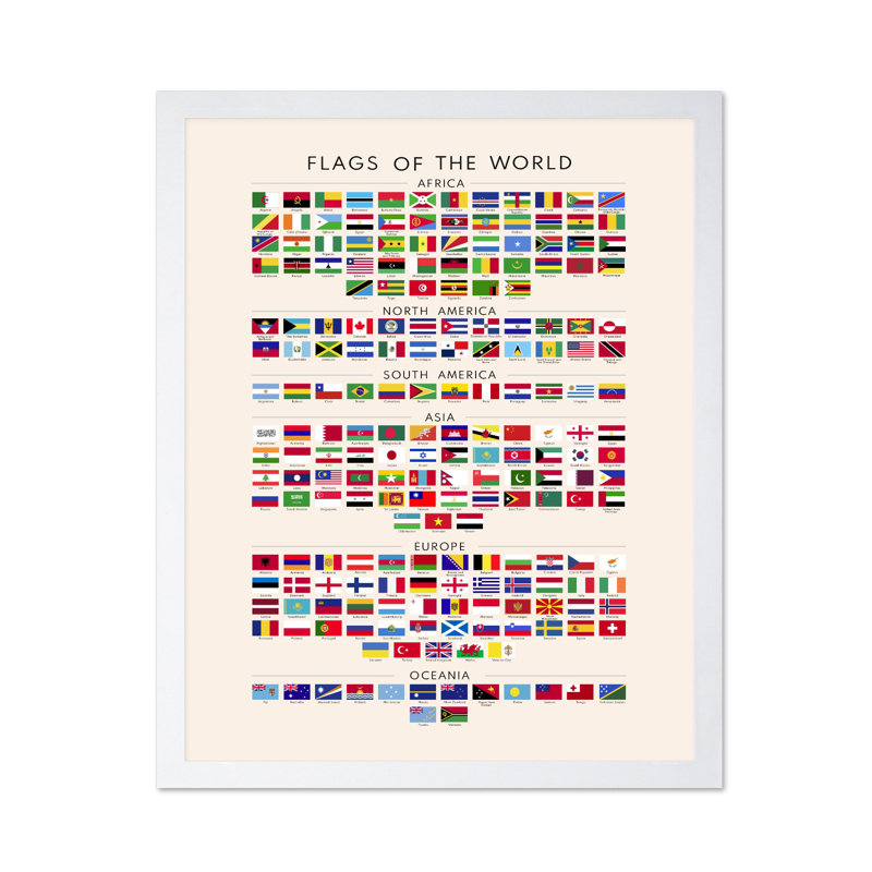 Drapeaux du monde, Poster, White Framed, 11"H x 14"W