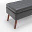 Banc de rangement en cuir de polyuréthane gris foncé de 43,3 po avec repose-pieds capitonné pour le lit et le vestibule d'une capacité de 300 lb