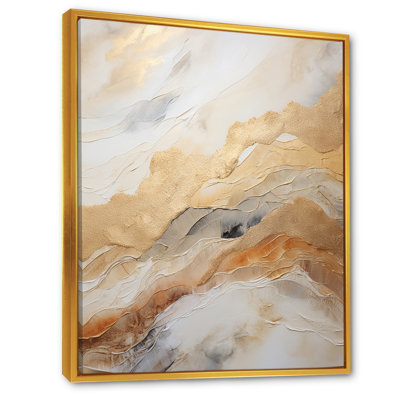 «Gold White Marble Geode Magic I», reproduction d'art sur toile abstraite_106508