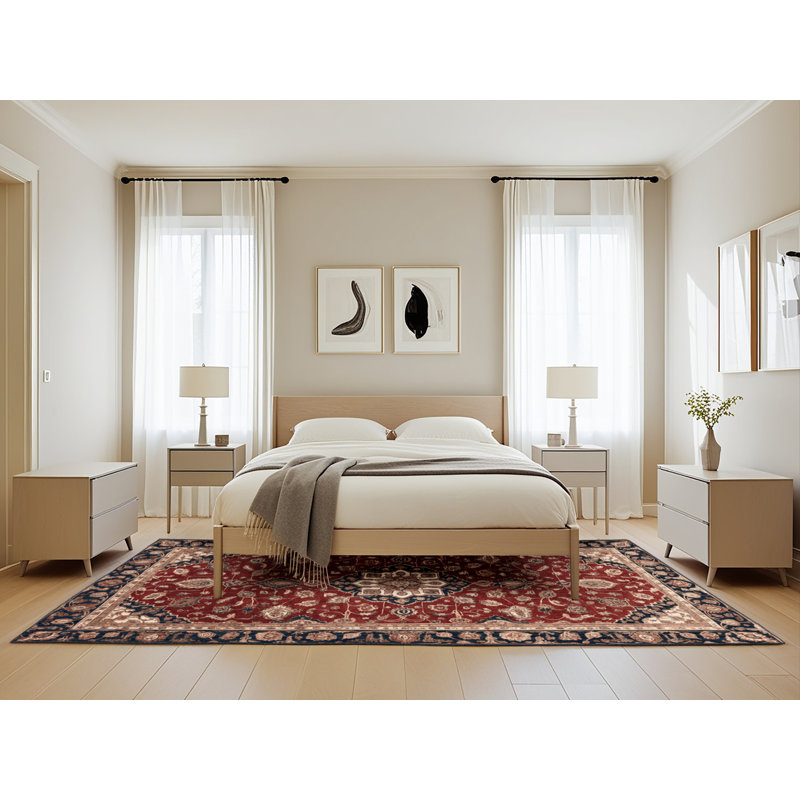 Tapis persan noir lavable à la machine, Rectangle de 5 pi x 8 pi
