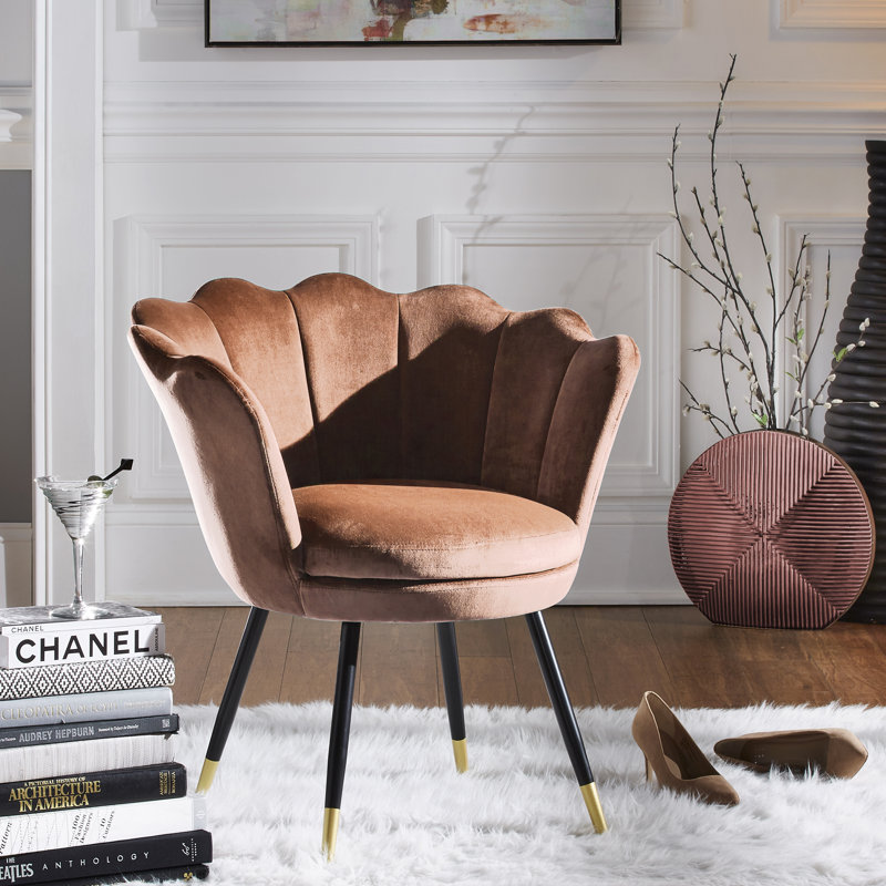 Willington Velvet Barrel Chair, Salmon Pink Velvet