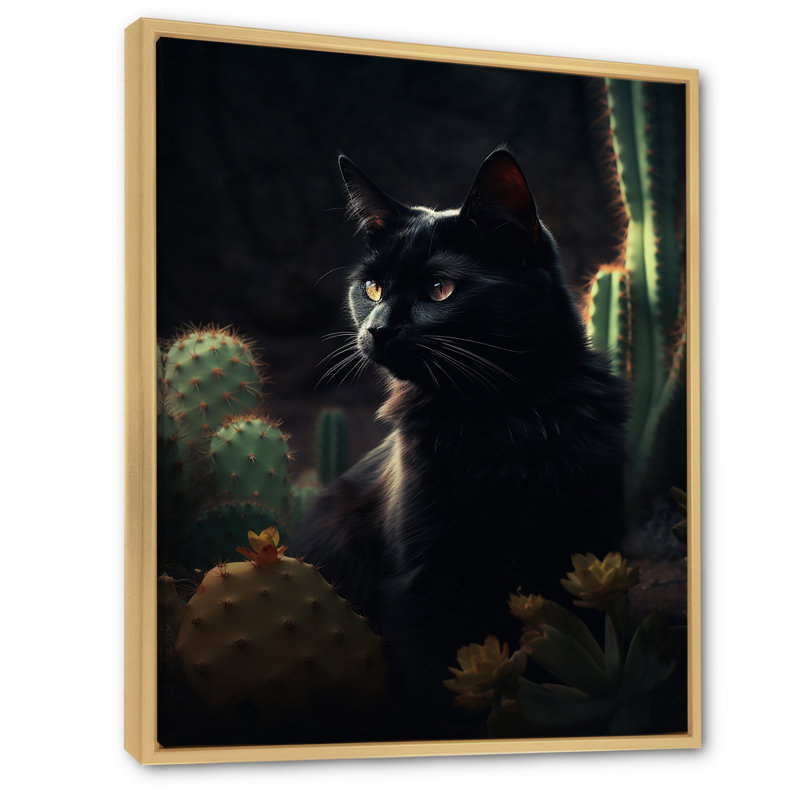 Portrait d'un chat noir, photographie I, H 40 po x l 30 po x P 1,5 po, Cadre naturel flottant