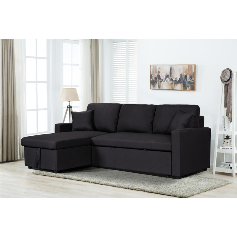 Canapé-lit modulaire réversible en tissu de lin 82 po avec méridienne de rangement