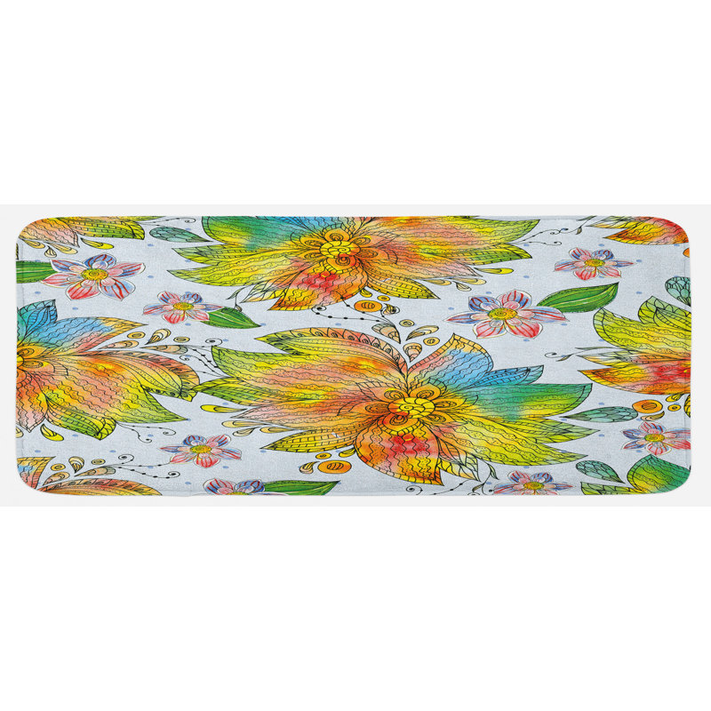 Tapis de cuisine à motif de cuisine à motif multicolore à motif de cuisine brushstroke fragrance