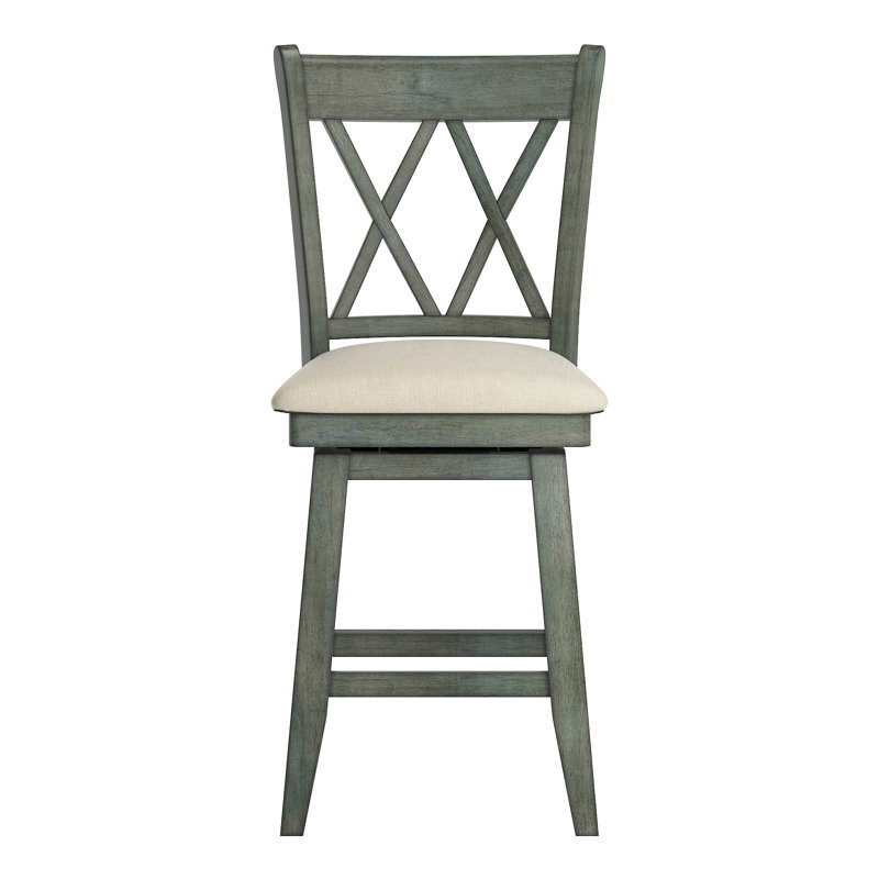 Tabouret de bar et de comptoir pivotant Fortville, Sauge antique, Tabouret de comptoir (siège d'une hauteur de 25,7