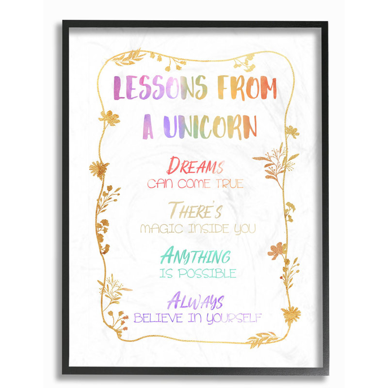 Art en arc de licorne Rincon, H 14 po x l 11 po x P 1,5 po, Giclée encadrée noir minuit