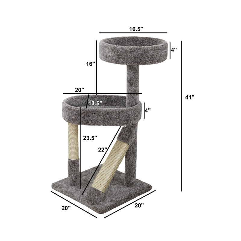 New Cat Condos 41″ Cat Scratching Tree with Sisal & Perches
