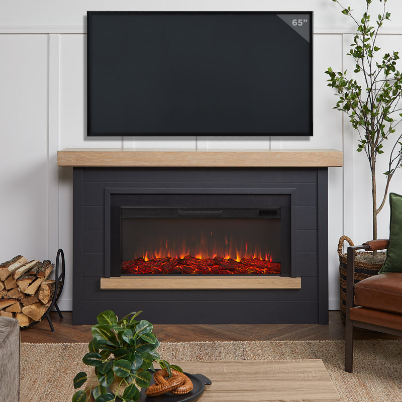 Bernice 65" Landscape Electric Fireplace by Real Flame, Charcoal, Smart Firebox