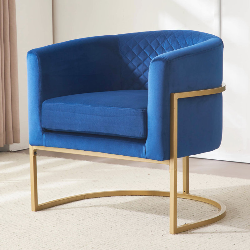 Élégante chaise rembourrée en velours bleu pour le salon, chambre à coucher contemporaine de bureau, - Glamour