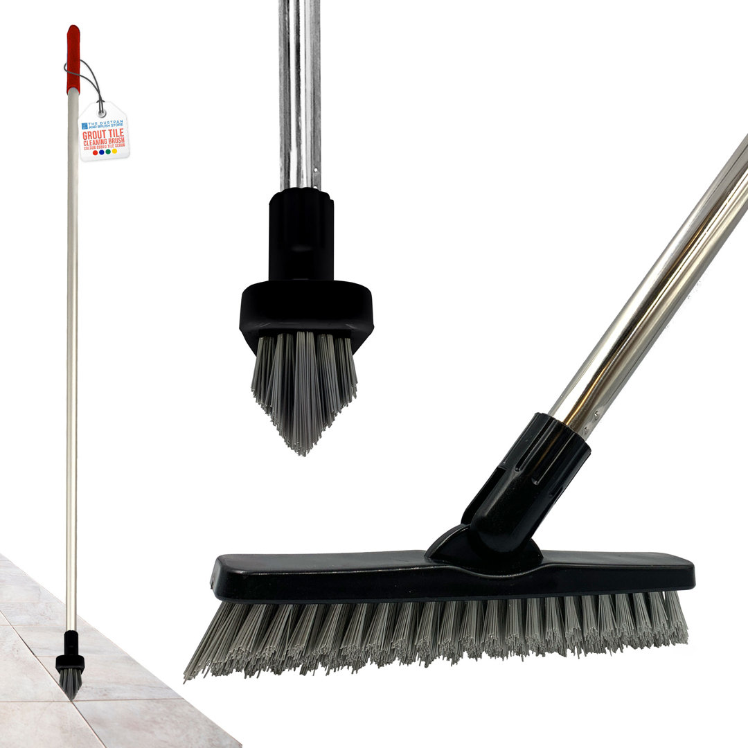 The Dustpan And Brush Store Colour-Coded Angled Grout Brush With Handle Swivel Tile & Corner Scrubber - Blue - Image 2