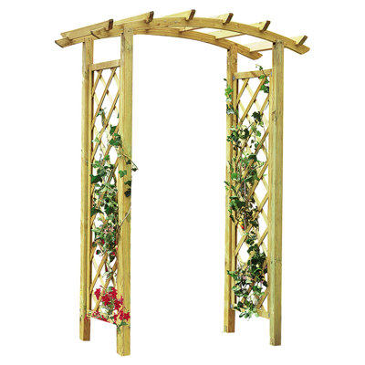 Marshfield 180cm W x 90cm D Solid Wood Arbour in Natural
