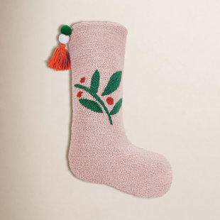 Pink Berries with Pom Tassel Hook Stocking