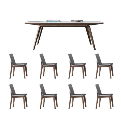 Luxurious ash wood sintered stone table chairs set