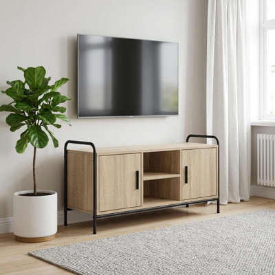 TV Cabinet with Storage with Door Engineered Wood Modern Media Console