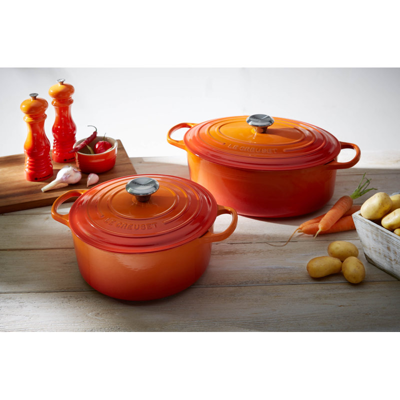 Le Creuset Enameled Cast Iron Oval Dutch Oven with Lid, 6.75 quarts, Flame/Silver