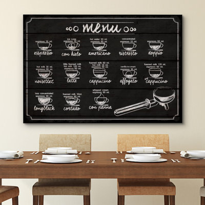 Café, café au lait, cappuccino, espresso, menu, cuisine, cuisine, art moderne, décoration murale rustique