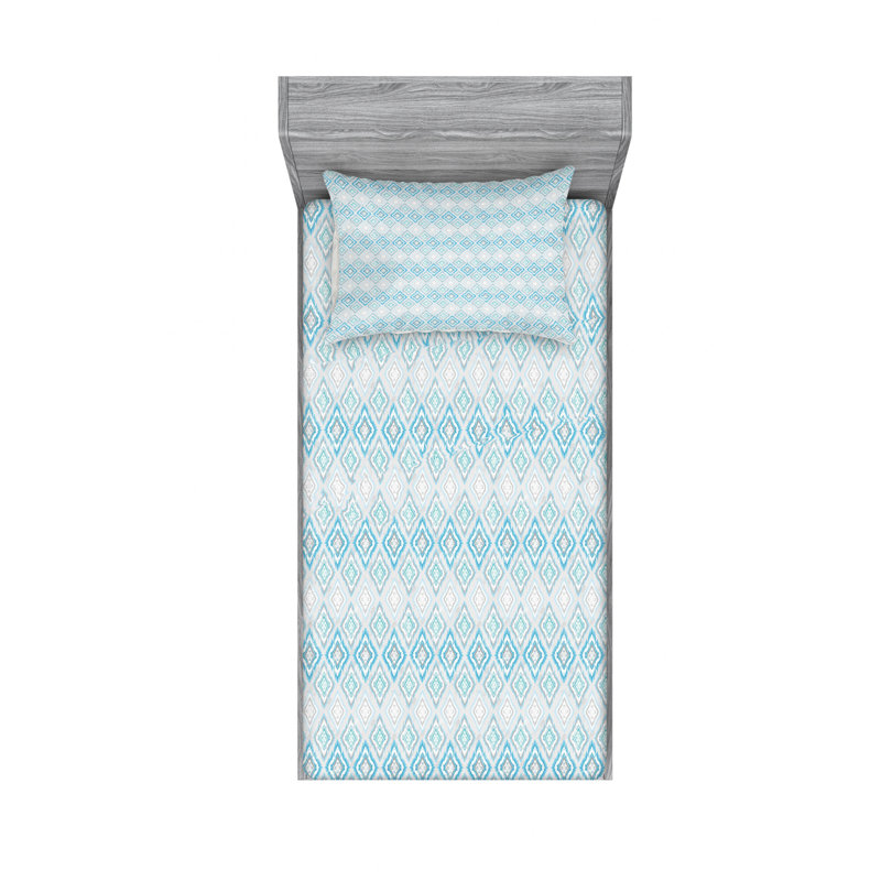 Microfiber Ikat Sheet Set, Twin Sheet Set + Fitted Sheet + 1 Pillowcase