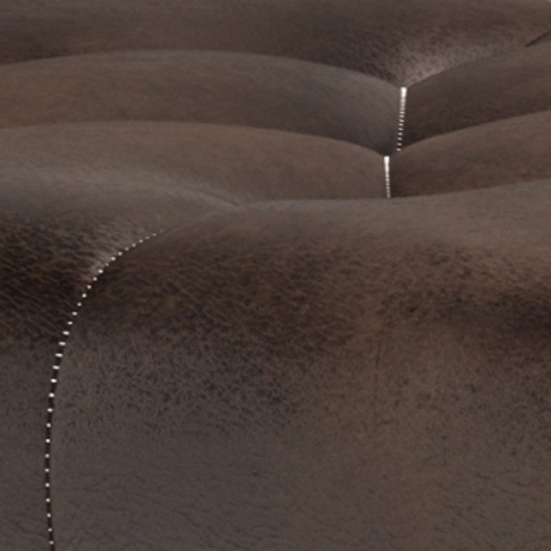 Distressed Brown Faux Leather Tufted Ottoman Bench