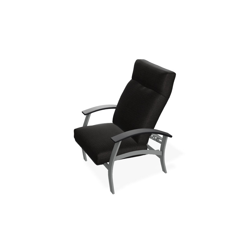 Chaise de patio inclinable avec coussins Askar, Mélange anthracite, Blanc brillant, Blanc P50